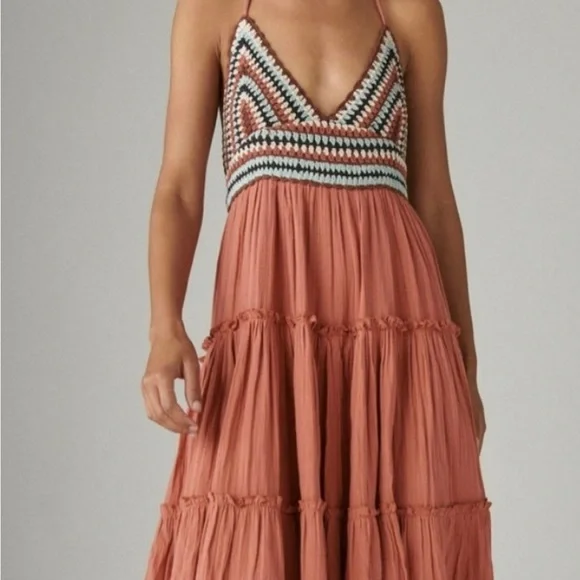 Lucky Brand Crochet Trim Maxi Dress - 2XL